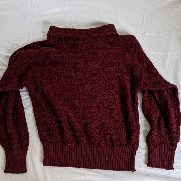 Savionette Burgundy Wine Mock Turtleneck Sweater - Picture 4 of 5